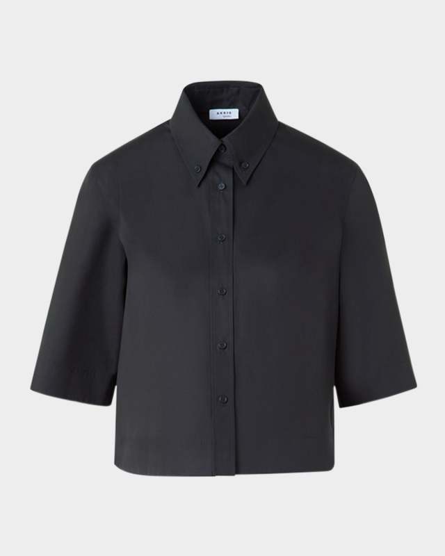 Boxy Poplin Cropped Blouse